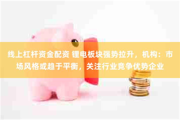 线上杠杆资金配资 锂电板块强势拉升，机构：市场风格或趋于平衡，关注行业竞争优势企业