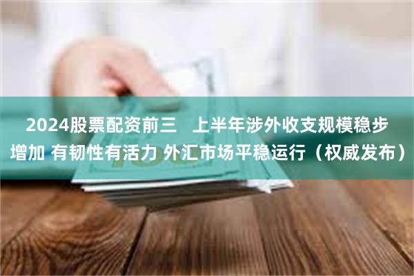 2024股票配资前三   上半年涉外收支规模稳步增加 有韧性有活力 外汇市场平稳运行（权威发布）