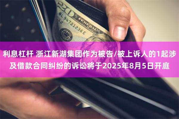 利息杠杆 浙江新湖集团作为被告/被上诉人的1起涉及借款合同纠纷的诉讼将于2025年8月5日开庭