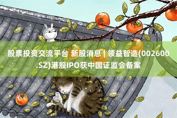 股票投资交流平台 新股消息 | 领益智造(002600.SZ)港股IPO获中国证监会备案