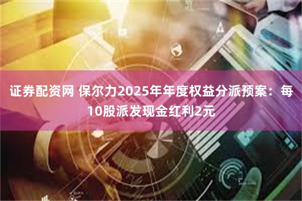 证券配资网 保尔力2025年年度权益分派预案：每10股派发现金红利2元