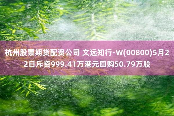 杭州股票期货配资公司 文远知行-W(00800)5月22日斥资999.41万港元回购50.79万股