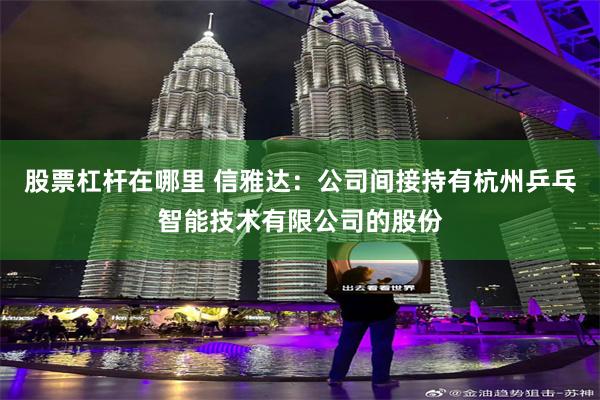 股票杠杆在哪里 信雅达：公司间接持有杭州乒乓智能技术有限公司的股份