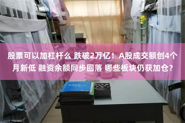 股票可以加杠杆么 跌破2万亿！A股成交额创4个月新低 融资余额同步回落 哪些板块仍获加仓？