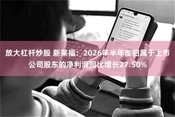 放大杠杆炒股 新莱福:2026年半年度归属于上市公司股东的净利润同比增长27.50%