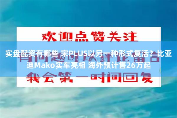 实盘配资有哪些 宋PLUS以另一种形式复活?比亚迪Mako实车亮相 海外预计售26万起