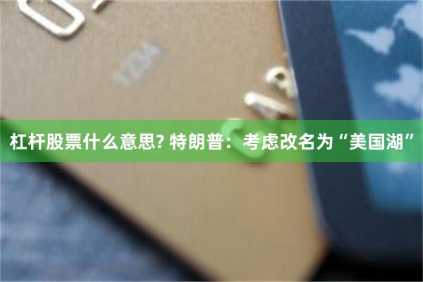 杠杆股票什么意思? 特朗普：考虑改名为“美国湖”