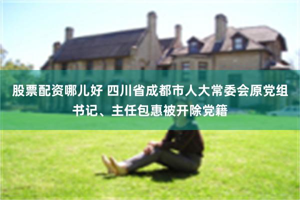 股票配资哪儿好 四川省成都市人大常委会原党组书记、主任包惠被开除党籍